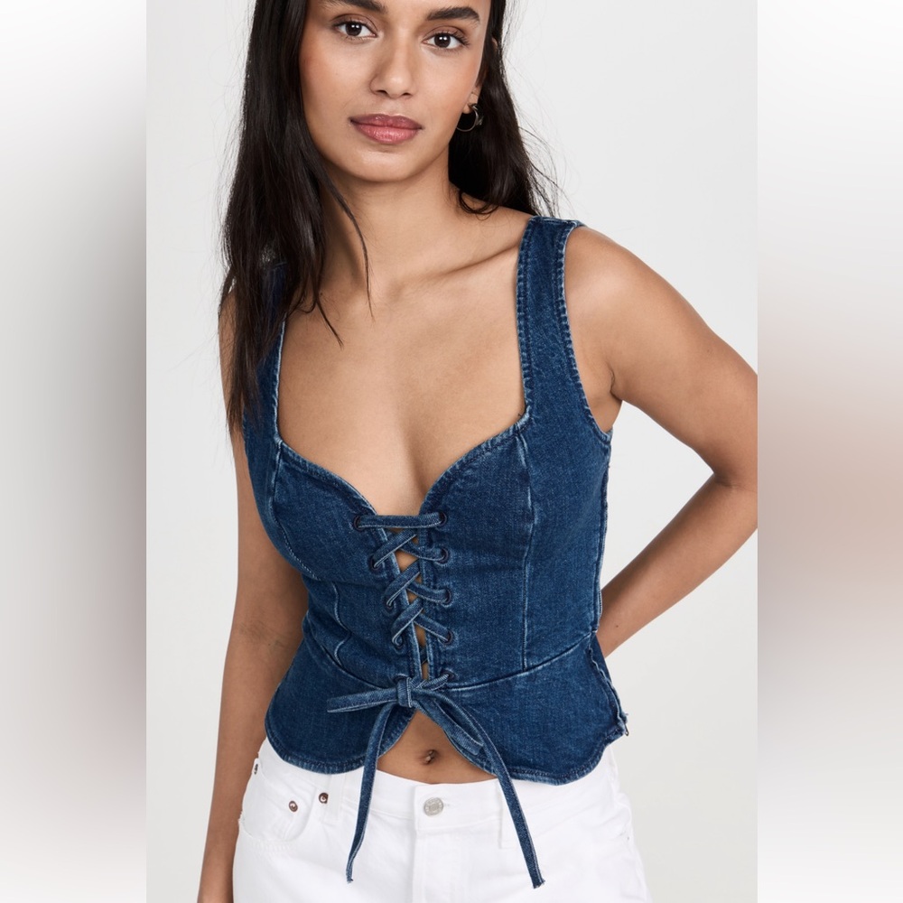 Reformation Fina denim top - size 6 - Picture 2 of 7